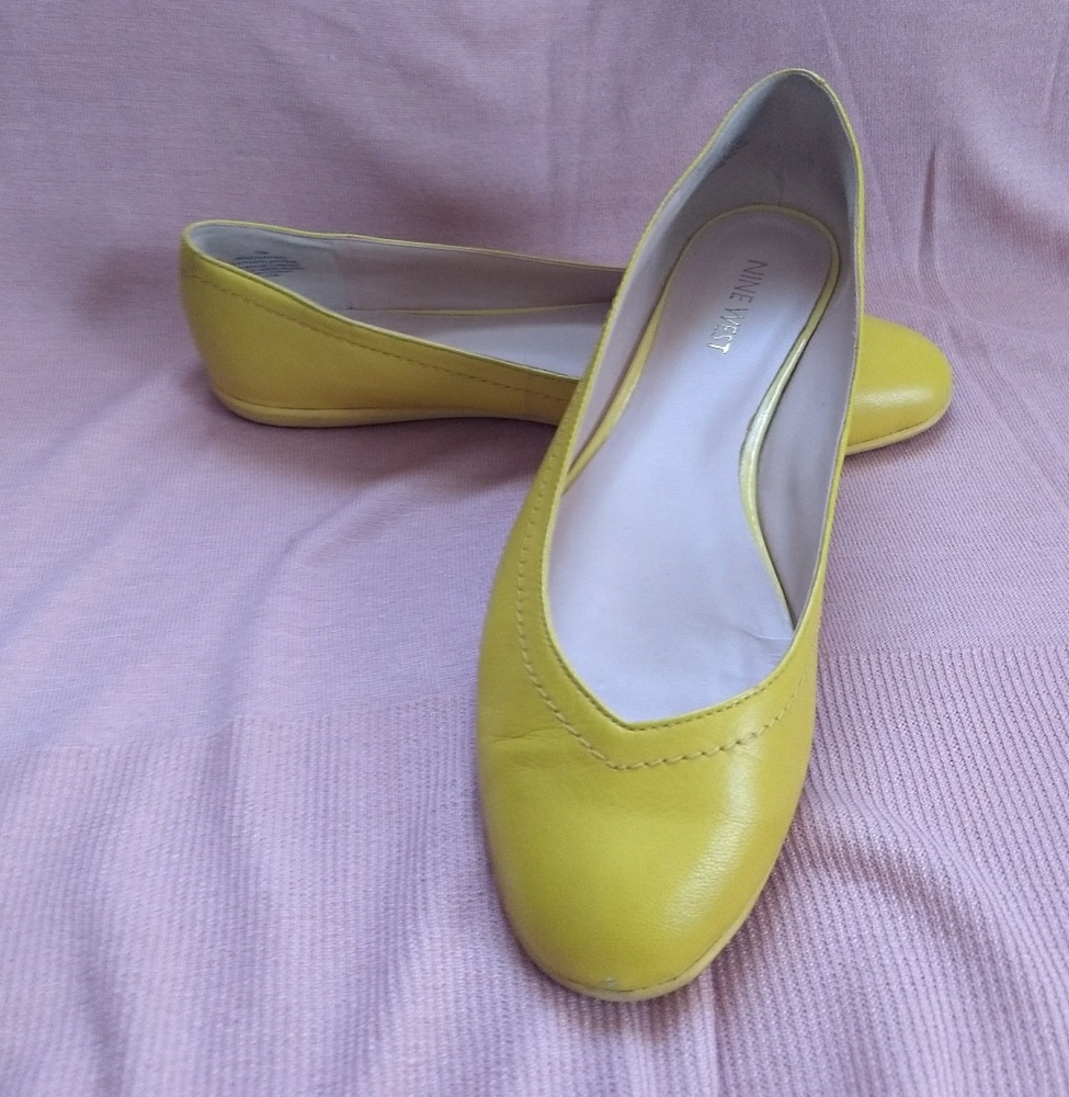 Yellow Genuine Leather Flats